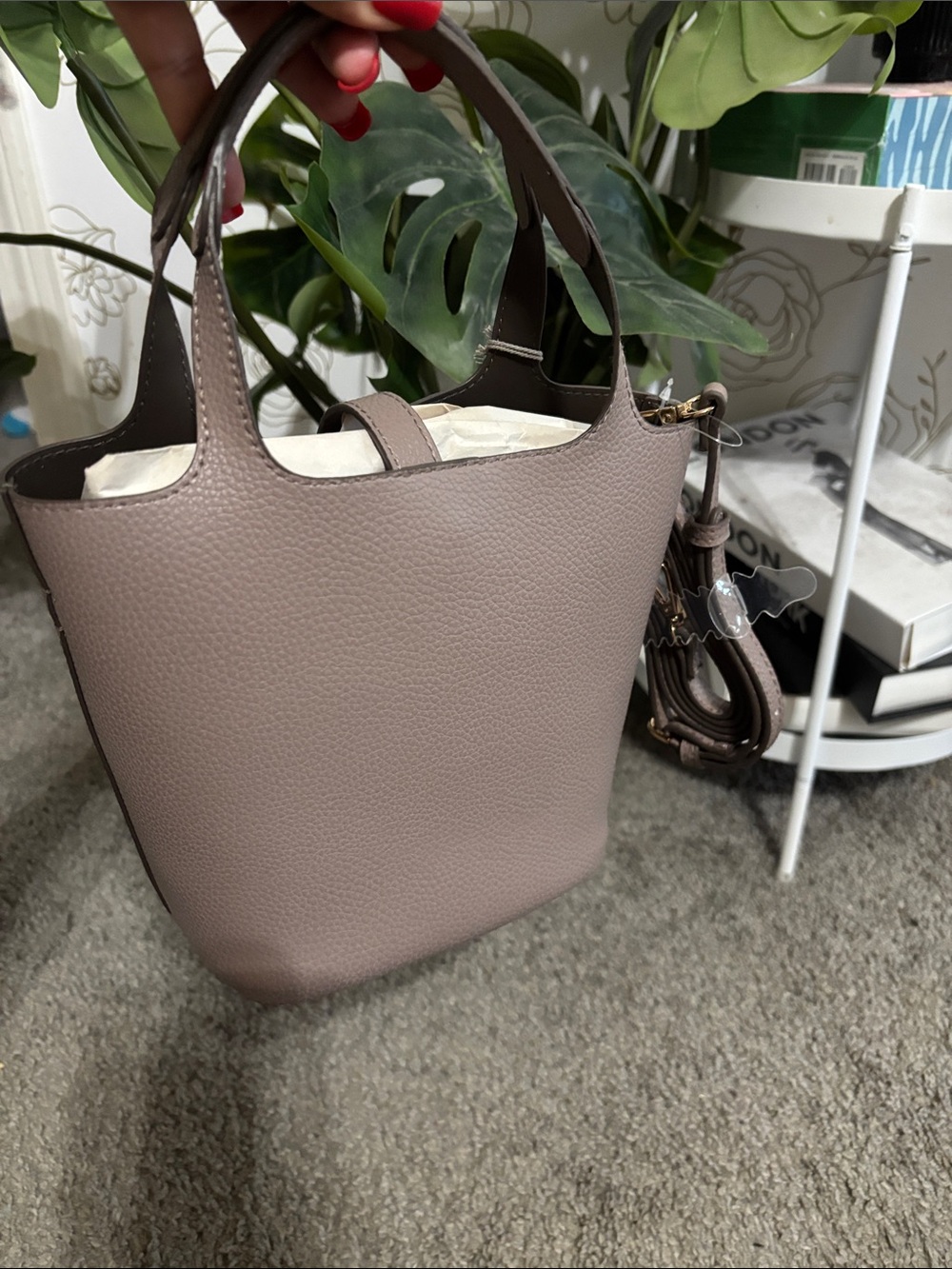 a new day Mauve Pebbled Mini Tote with Removable Strap